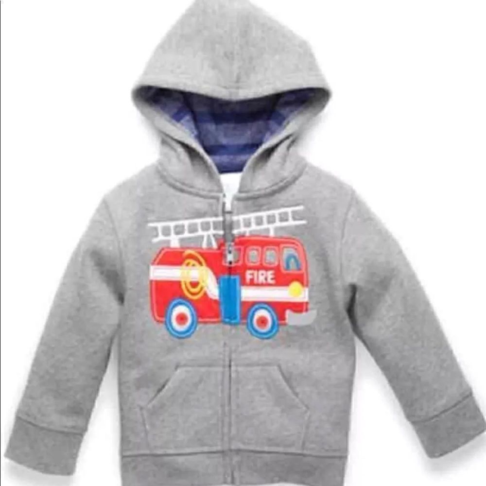 Nursery Rhyme Play Boys Firetruck Hooded Shirt 12M